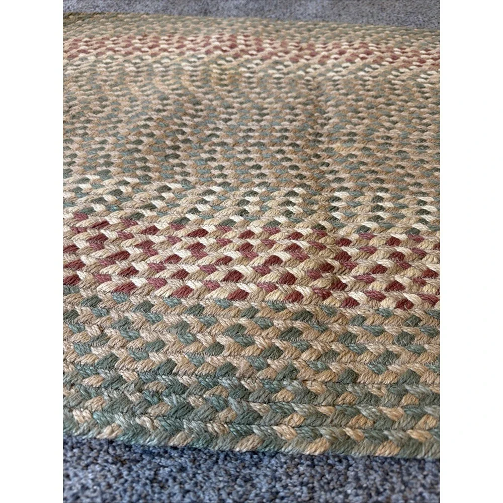 Oval Braided Jute Rug Green, Red, Neutrals 45